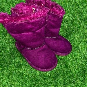 Cozy Kids' Fuzzy Purple Boots